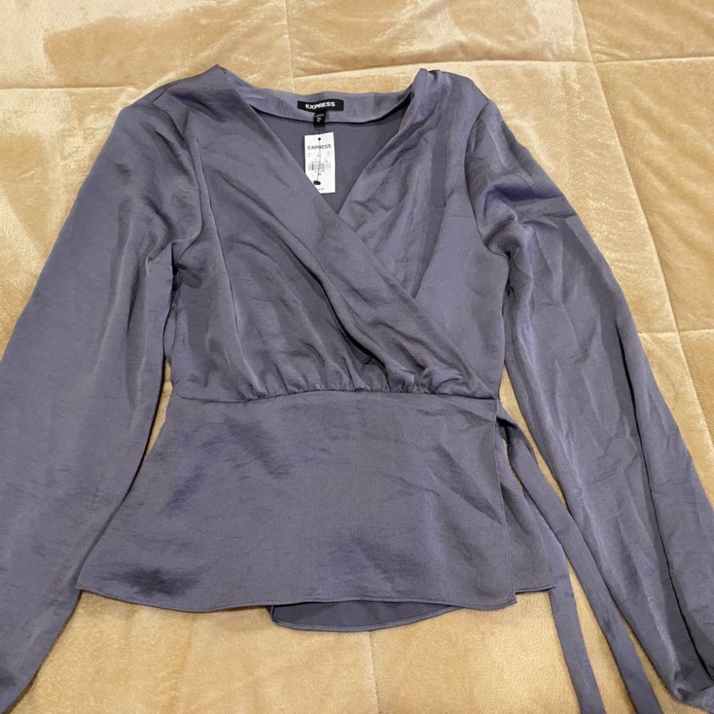 Express Grey Criss Cross Top